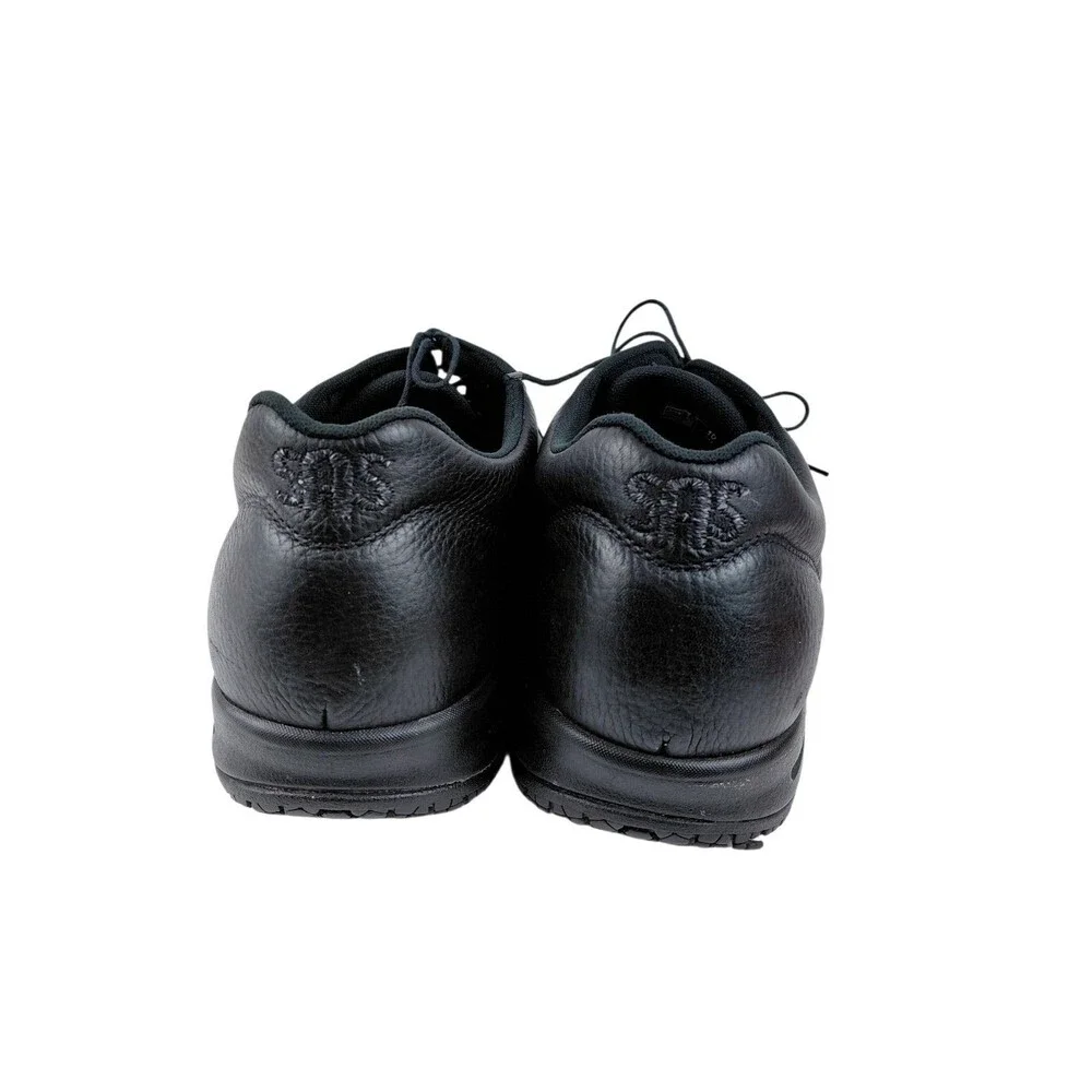 SAS Bout Time Mens 10 W Black Leather EZ Lace Up Comfort Casual Loafer Shoes